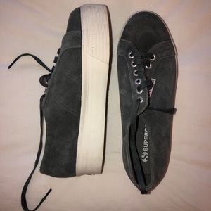 SUPERGA grey size 10 platform sneakers